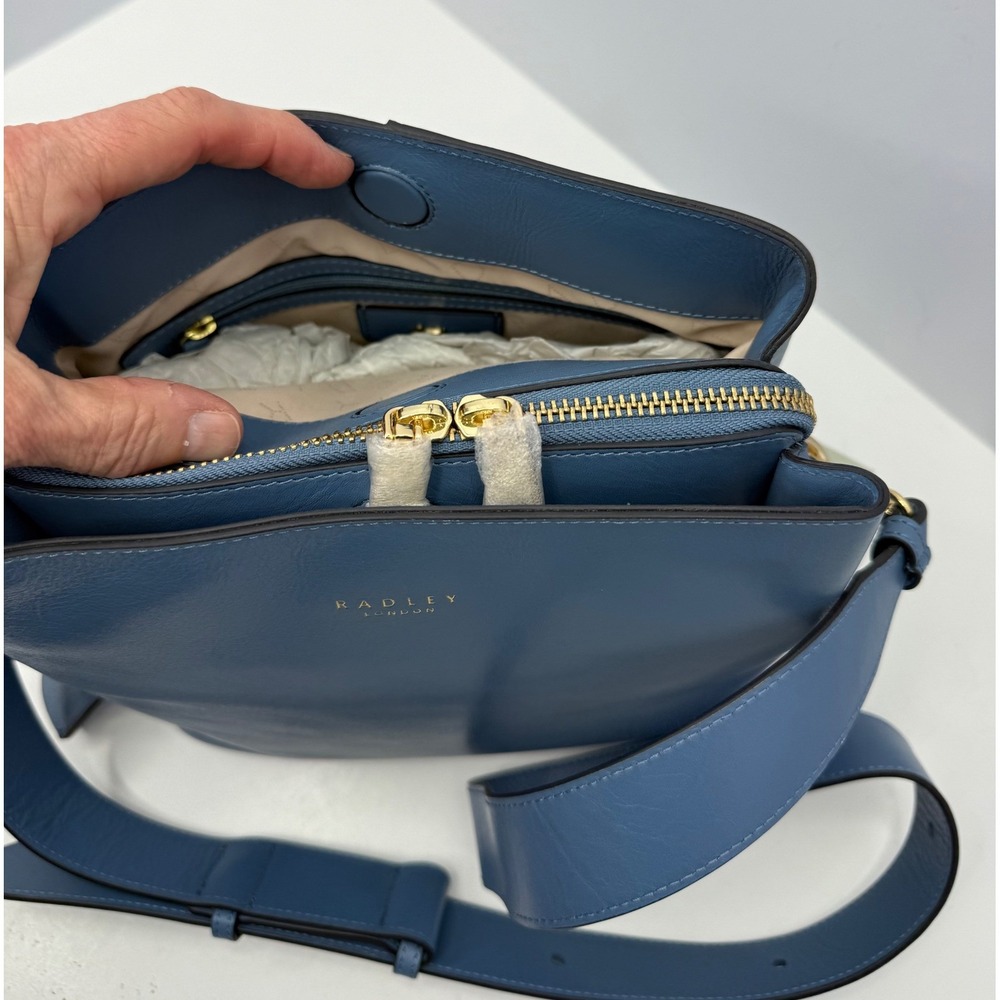Radley London Dukes Place Open Blue Leather Medium Satchel Crossbody Bag - Picture 6 of 16